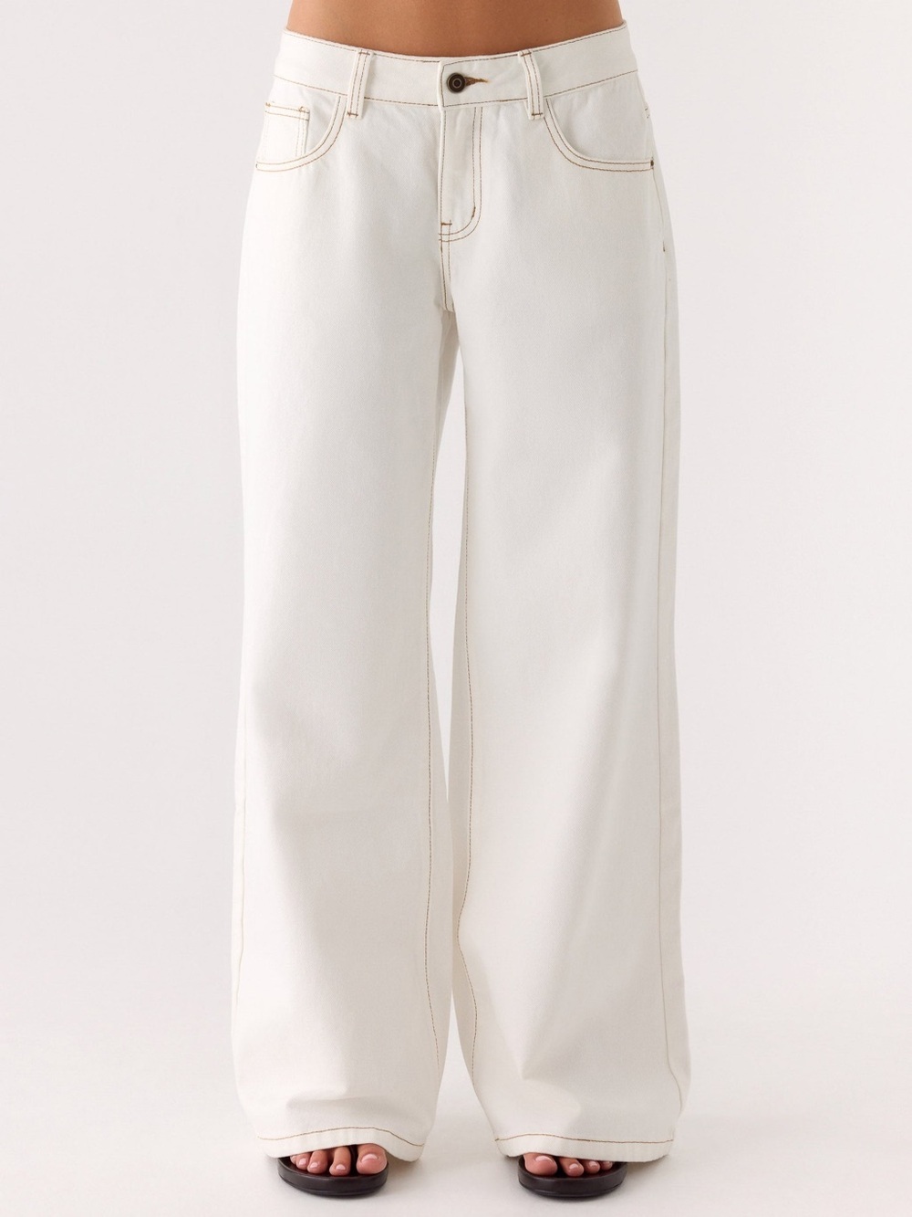 Peppermayo NWT Neo Low Rise Wide Leg Denim Jeans in Ivory Sz 4
